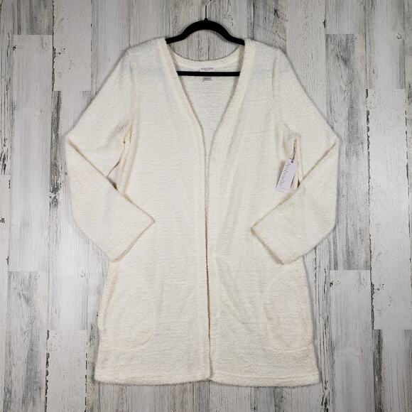 NWT Ambrielle Pristine Ivory Super Soft Open Front House Coat Women's Size Small - Picture 1 of 12